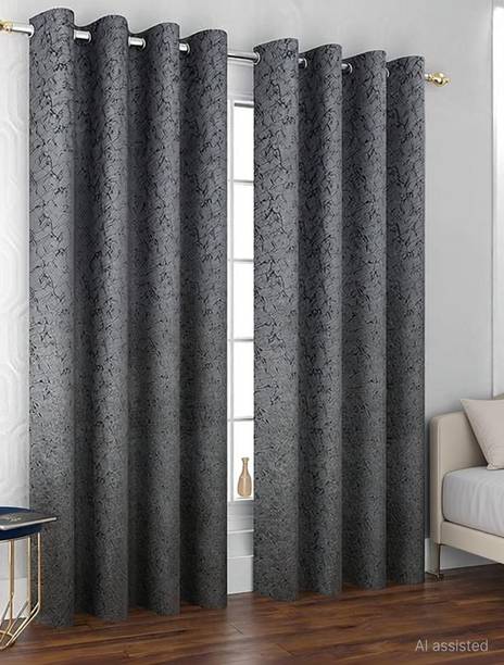 Kraftiq Homes 274 cm (9 ft) Long Door Velvet Room Darkening Curtain (Pack Of 2)