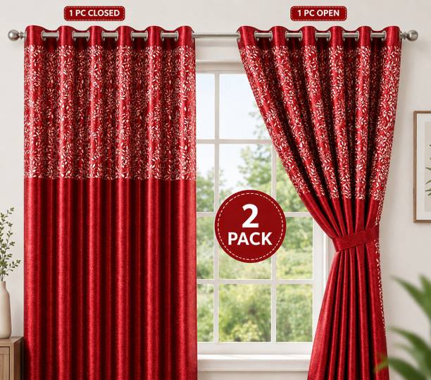 MZ Enterprise 152 cm (5 ft) Window Polyester Blackout Curtain (Pack Of 2)
