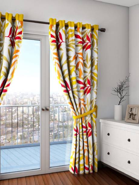 SWAYAM 228 cm (7 ft) Door Cotton Room Darkening Curtain (Pack Of 2)