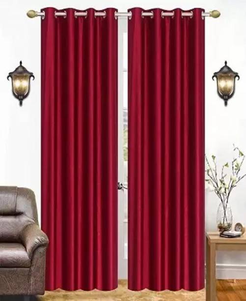 shivay 213 cm (7 ft) Satin Room Darkening Door Curtain (Pack Of 2)