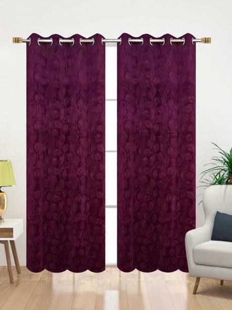 Stackers 152 cm (5 ft) Window Velvet Room Darkening Curtain (Pack Of 2)