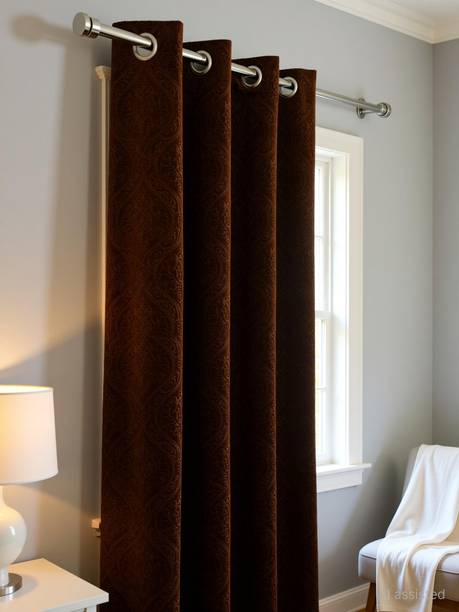 Panipat Textile Hub 214 cm (7 ft) Door Velvet Room Darkening Curtain Single Curtain