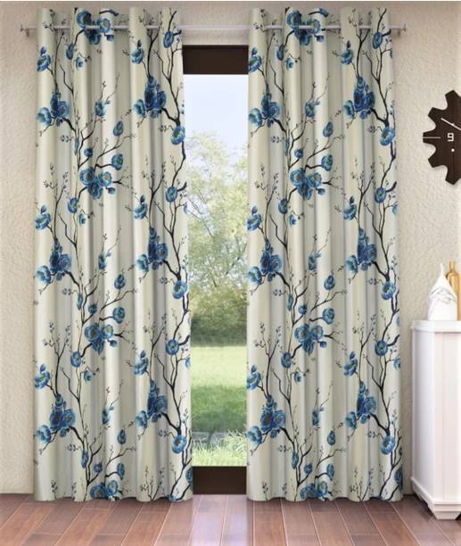 DTODEXPRESS 213.3 cm (7 ft) Door Polyester Semi Transparent Curtain (Pack Of 2)