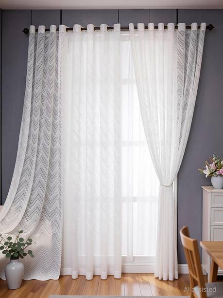 JUBILANT HOME FASHION 210 cm (7 ft) Door Net Semi Transparent Curtain (Pack Of 2)
