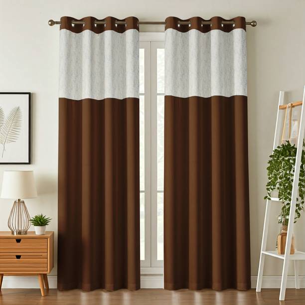 Home Stylish 274 cm (9 ft) Long Door Silk Blackout Curtain (Pack Of 2)
