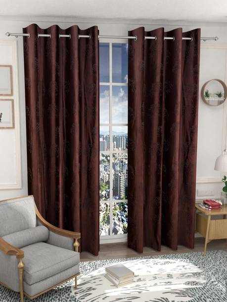 Brand Roots 154 cm (5 ft) Window Polycotton Room Darkening Curtain (Pack Of 2)