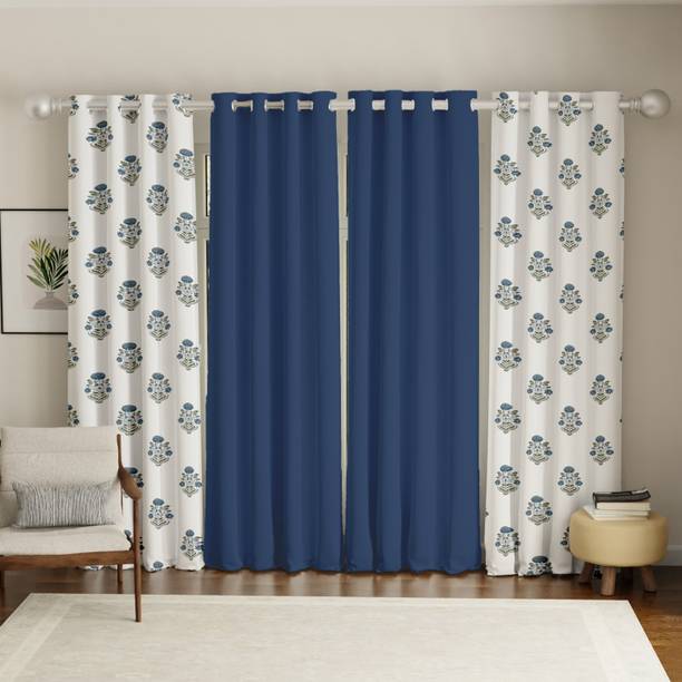 Urban Space 213 cm (7 ft) Door Cotton Room Darkening Curtain (Pack Of 3)