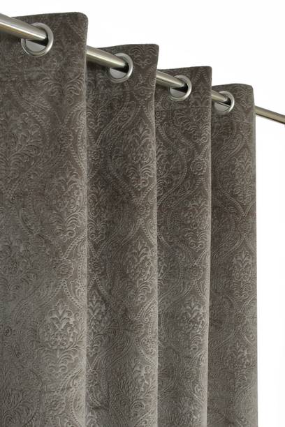 Panipat Textile Hub 214 cm (7 ft) Door Velvet Room Darkening Curtain (Pack Of 2)