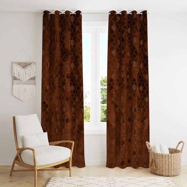 Panipat Textile Hub 214 cm (7 ft) Velvet Room Darkening Door Curtain (Pack Of 2)
