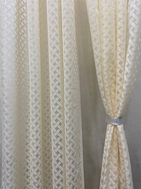 UPTODECOR 152 cm (5 ft) Window Polyester Semi Transparent Curtain (Pack Of 2)