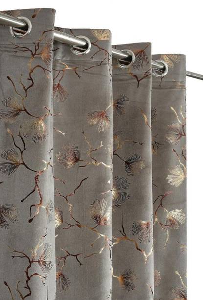 AH ARTSY HOME 154 cm (5 ft) Window Velvet Room Darkening Curtain (Pack Of 2)