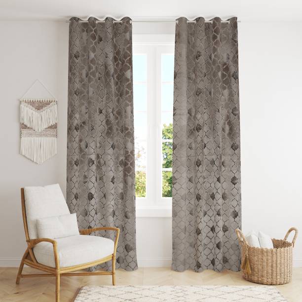Panipat Textile Hub 214 cm (7 ft) Velvet Room Darkening Door Curtain (Pack Of 2)