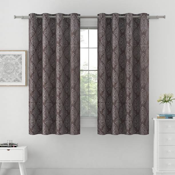 SWAYAM 152 cm (5 ft) Window Jacquard Blackout Curtain (Pack Of 2)
