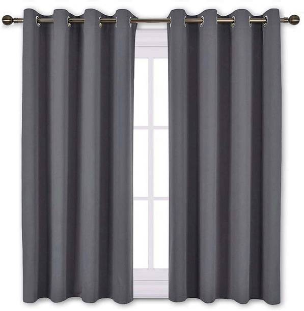 COMFY HOME 182.8 cm (6 ft) Shower Silk Blackout Curtain (Pack Of 2)