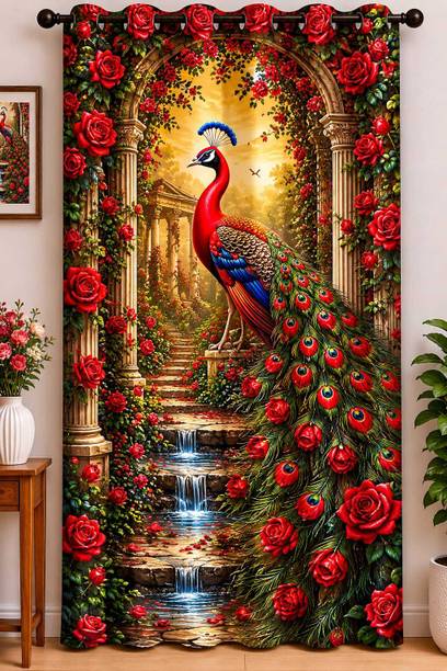 jagrit export 215 cm (7 ft) Door Polyester Semi Transparent Curtain Single Curtain