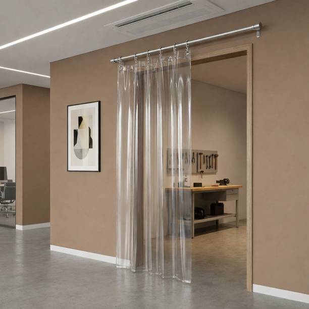 Zyraan Decor 214 cm (7 ft) Door PVC Transparent Curtain Single Curtain