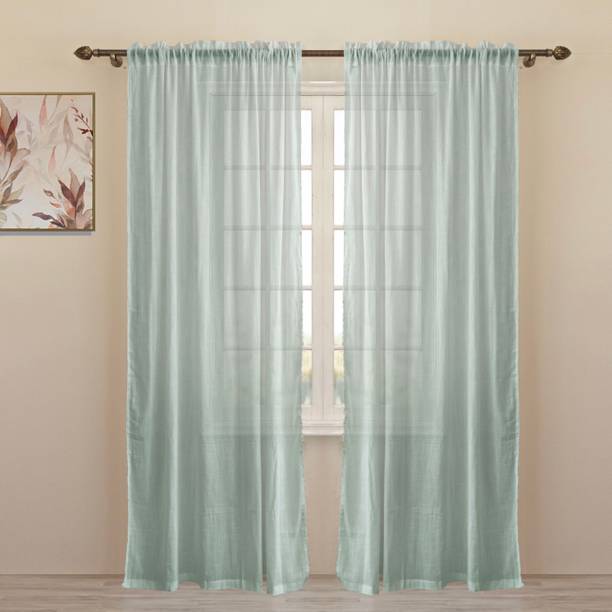 HOMEMONDE 152.4 cm (5 ft) Window Cotton Transparent Curtain (Pack Of 2)