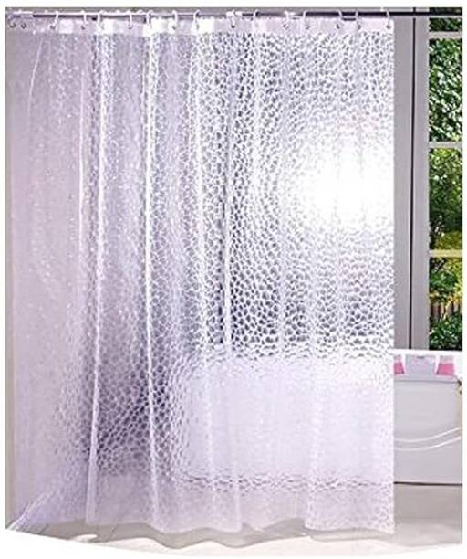 PRIMAH 152.4 cm (5 ft) Shower PVC Semi Transparent Curtain Single Curtain