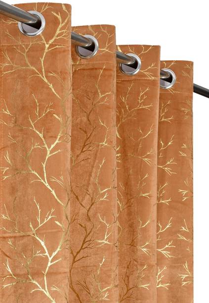 DrapeHomez 213 cm (7 ft) Door Velvet Room Darkening Curtain (Pack Of 2)