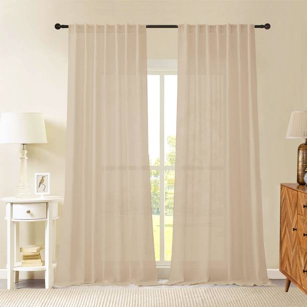 HOMEMONDE 304.8 cm (10 ft) Long Door Cotton Transparent Curtain (Pack Of 2)
