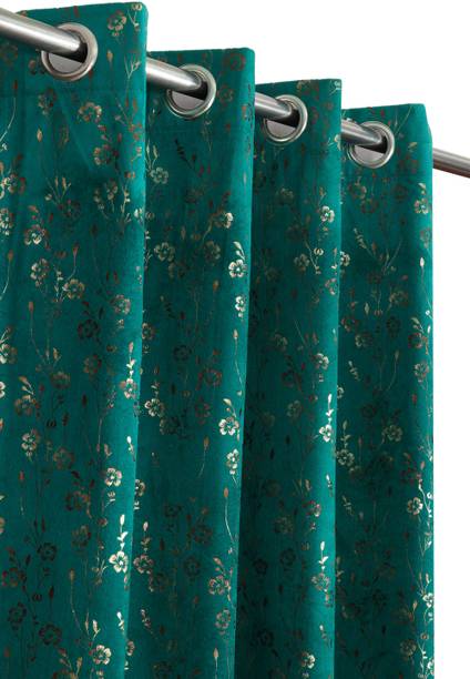Drape And Decor 274.32 cm (9 ft) Long Door Velvet Room Darkening Curtain (Pack Of 2)