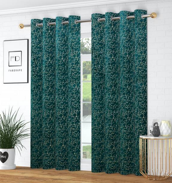 VELOURA 152.4 cm (5 ft) Velvet Room Darkening Window Curtain (Pack Of 2)