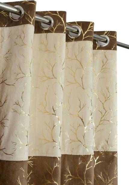 smf 213 cm (7 ft) Door Velvet Room Darkening Curtain Single Curtain