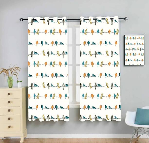 Newturn 155 cm (5 ft) Polyester Room Darkening Window Curtain (Pack Of 2)