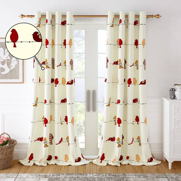 Story@home 275 cm (9 ft) Long Door Cotton Room Darkening Curtain (Pack Of 2)