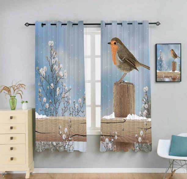 Newturn 155 cm (5 ft) Polyester Room Darkening Window Curtain (Pack Of 2)