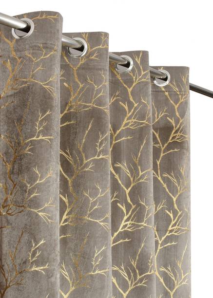 VELOURA 274.32 cm (9 ft) Long Door Velvet Room Darkening Curtain (Pack Of 2)