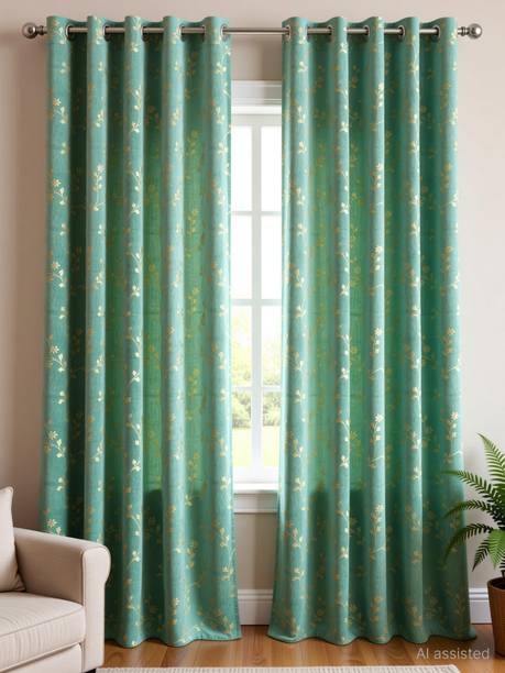 Arick Home 213 cm (7 ft) Door Velvet Room Darkening Curtain (Pack Of 2)