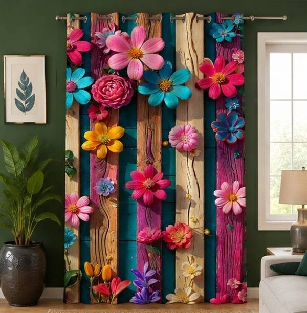 Vistaara Homes 214 cm (7 ft) Door Polyester Room Darkening Curtain Single Curtain