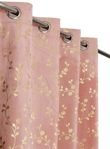 Galaxy Drape 153 cm (5 ft) Velvet Room Darkening Window Curtain (Pack Of 2)