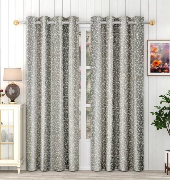 Panipat Textile Hub 213 cm (7 ft) Door Polyester Room Darkening Curtain (Pack Of 2)