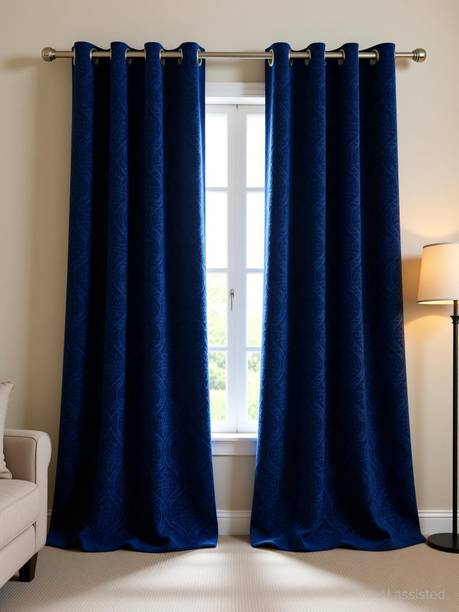 Panipat Textile Hub 153 cm (5 ft) Window Velvet Room Darkening Curtain (Pack Of 2)