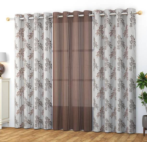 Stackers 152 cm (5 ft) Tissue Transparent Window Curtain (Pack Of 3)