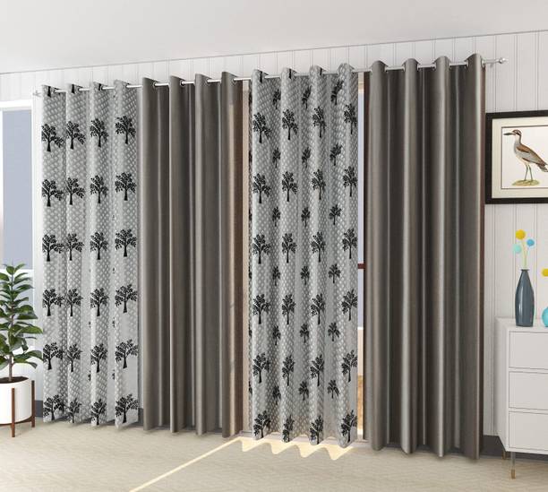 AASHI TRADERS 275 cm (9 ft) Long Door Polyester Semi Transparent Curtain (Pack Of 4)