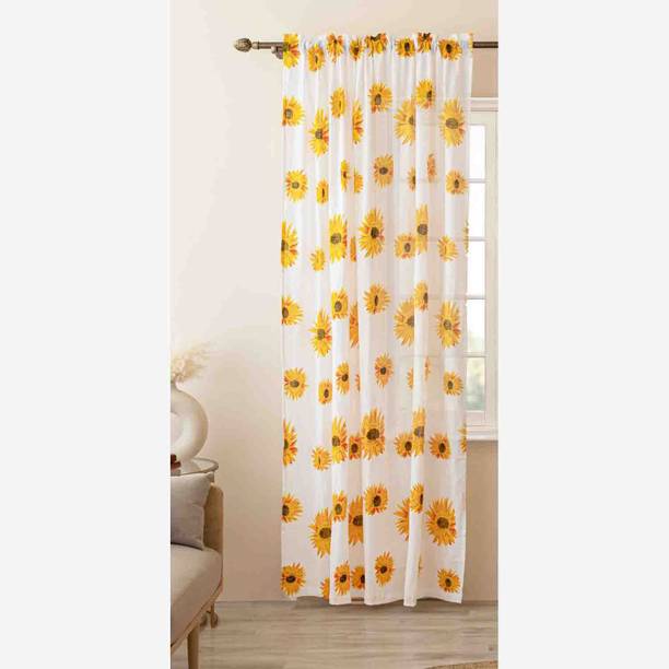 HOMEMONDE 304.8 cm (10 ft) Long Door Cotton Transparent Curtain Single Curtain