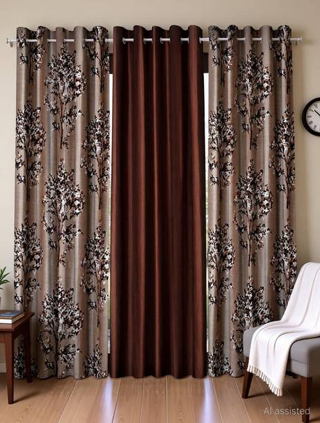 Fashion String 274 cm (9 ft) Long Door Polyester Semi Transparent Curtain (Pack Of 3)