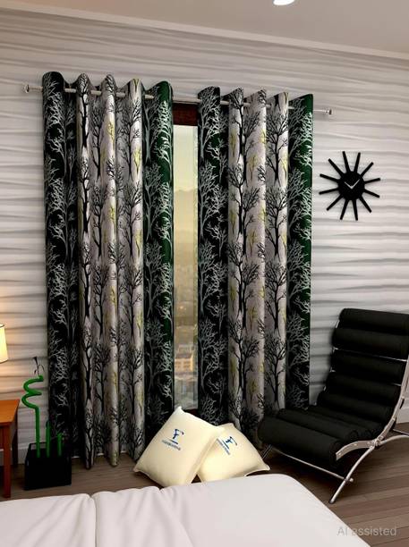 Fashion String 213 cm (7 ft) Door Polyester Semi Transparent Curtain (Pack Of 2)