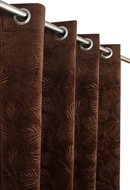 Stackers 152 cm (5 ft) Window Velvet Room Darkening Curtain (Pack Of 2)