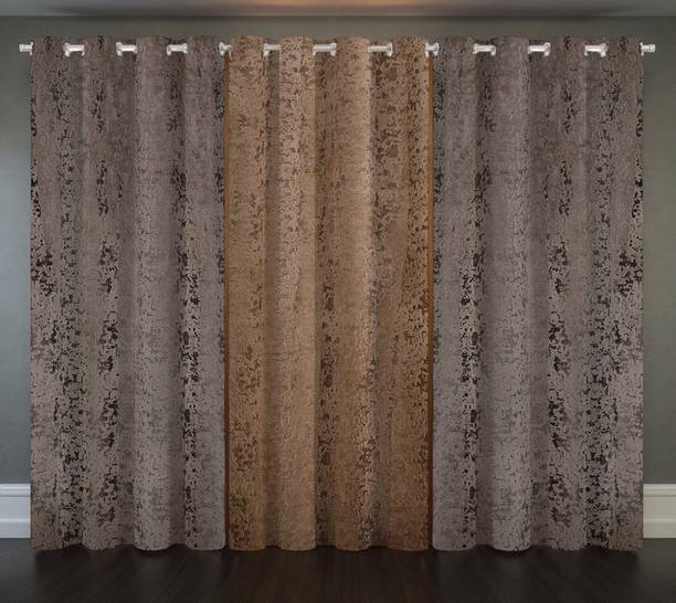 Home Stylish 213 cm (7 ft) Door Velvet Blackout Curtain (Pack Of 3)