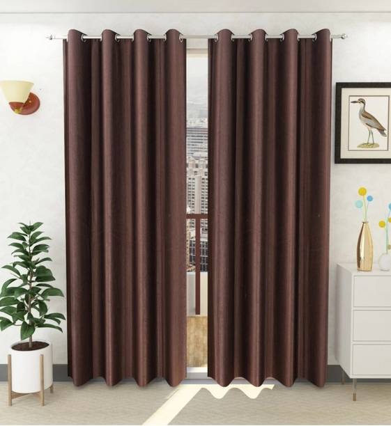 DTODEXPRESS 274.3 cm (9 ft) Polyester Semi Transparent Long Door Curtain (Pack Of 2)