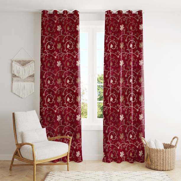 BELLA TRUE 213 cm (7 ft) Door Polyester Room Darkening Curtain (Pack Of 2)