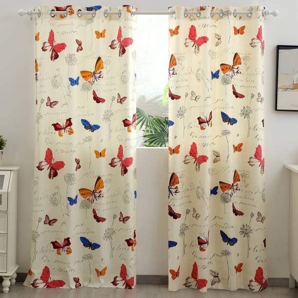 Story@home 215 cm (7 ft) Door Cotton Room Darkening Curtain (Pack Of 2)