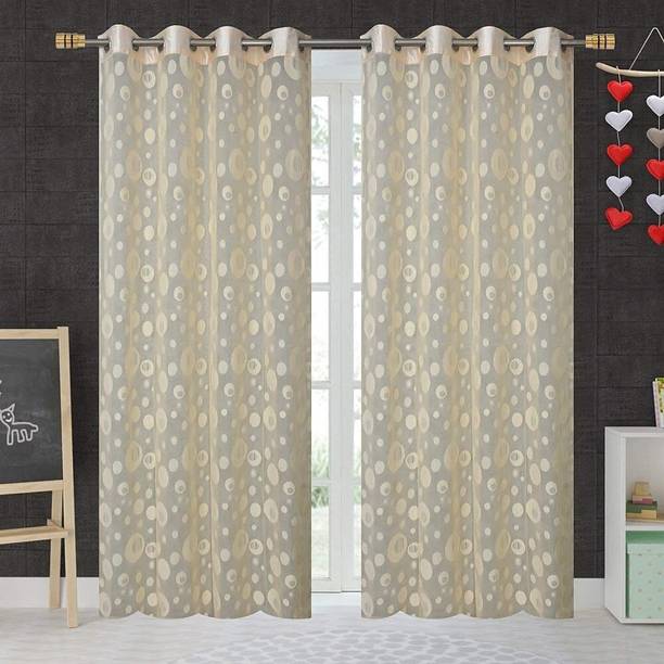 Brand Roots 154 cm (5 ft) Polyester Semi Transparent Window Curtain (Pack Of 2)