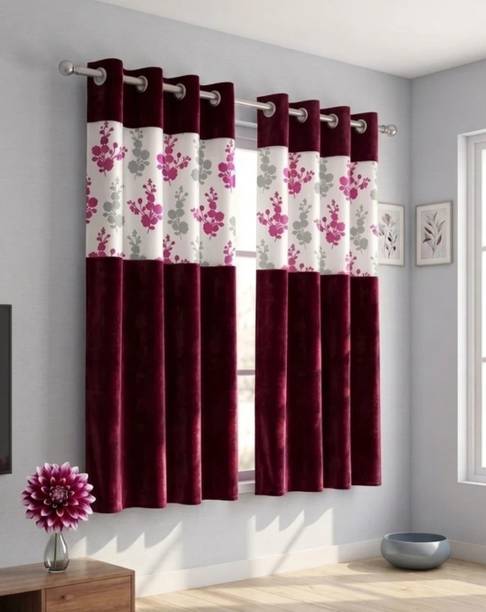 SAMTEXTILE 153 cm (5 ft) Window Polyester Transparent Curtain (Pack Of 2)