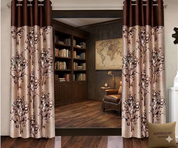AASHI TRADERS 214 cm (7 ft) Door Polyester Semi Transparent Curtain (Pack Of 2)