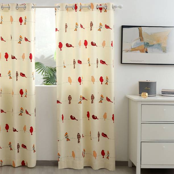 Story@home 275 cm (9 ft) Long Door Cotton Room Darkening Curtain Single Curtain